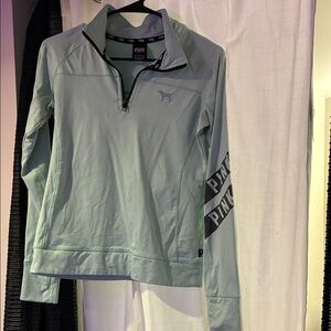 PINK Victoria's Secret Light Green Quarter-Zip Pullover